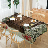 Lofaris Snowy Xmas Tree Wooden Door Christmas Tablecloth